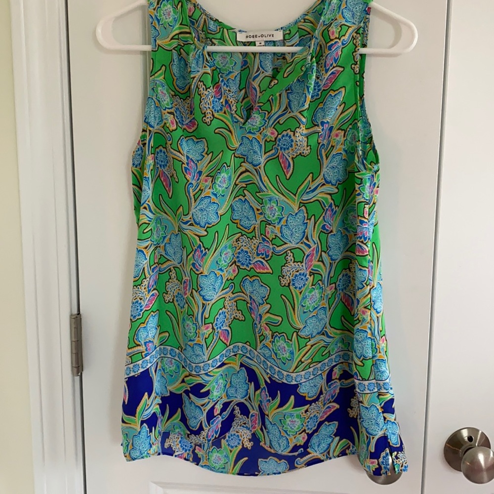 Lilly inspired print - rose & olive tank